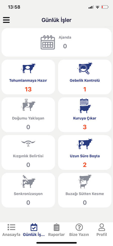 İnek Sağlık Program Mobil Ekran Görüntüleri 2